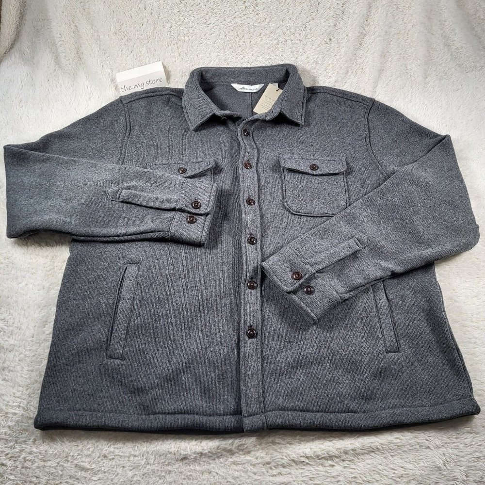 Peter Millar Crown Shirt Jacket Fleece Sweater Gray Polyester 2XL NWT MSRP $168
